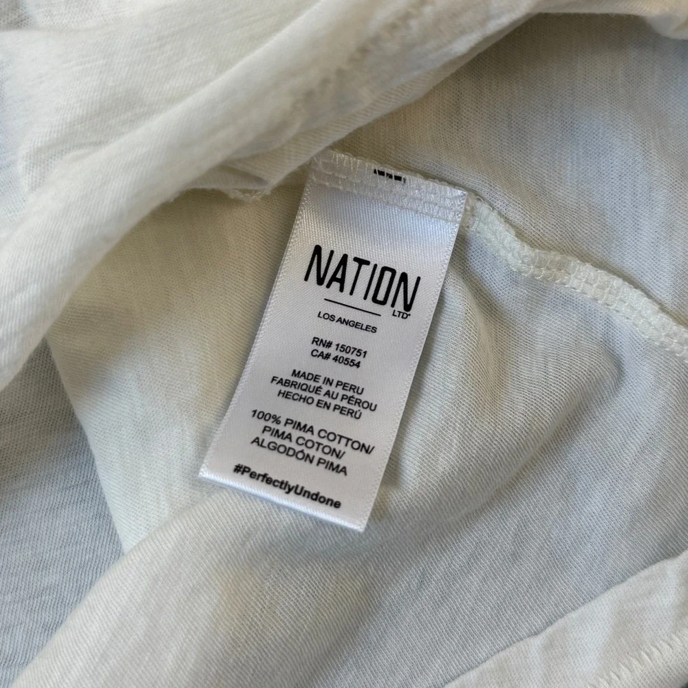 Nation LTD Ivory Cream Ruffle Top Long‎ Sleeve Button Back Blouse Size Large